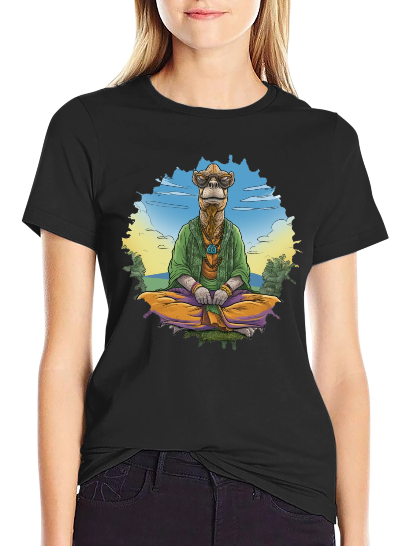 Zen Camel T-Shirt - Meditating Desert Vibes
