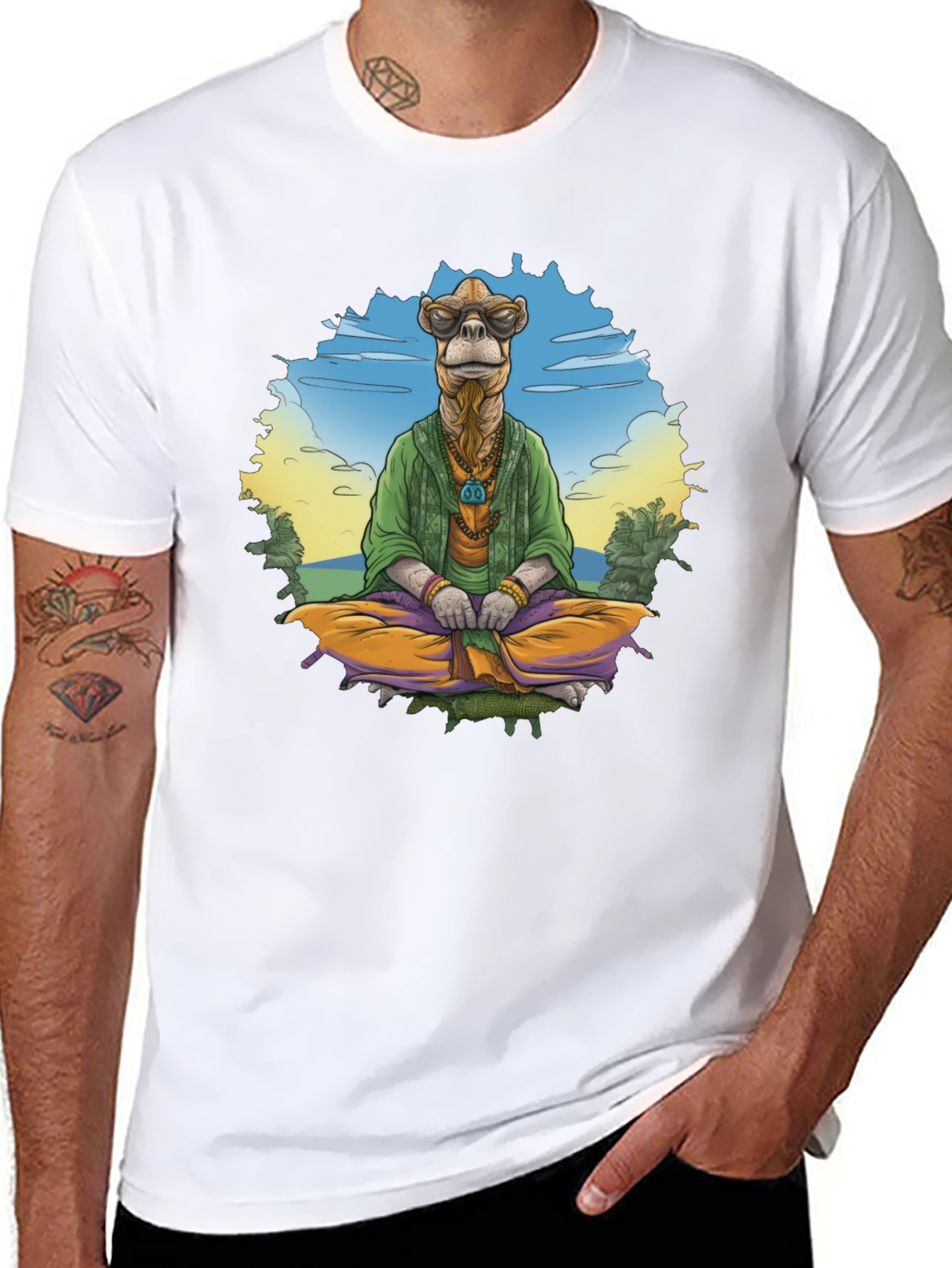 Zen Camel T-Shirt - Meditating Desert Vibes