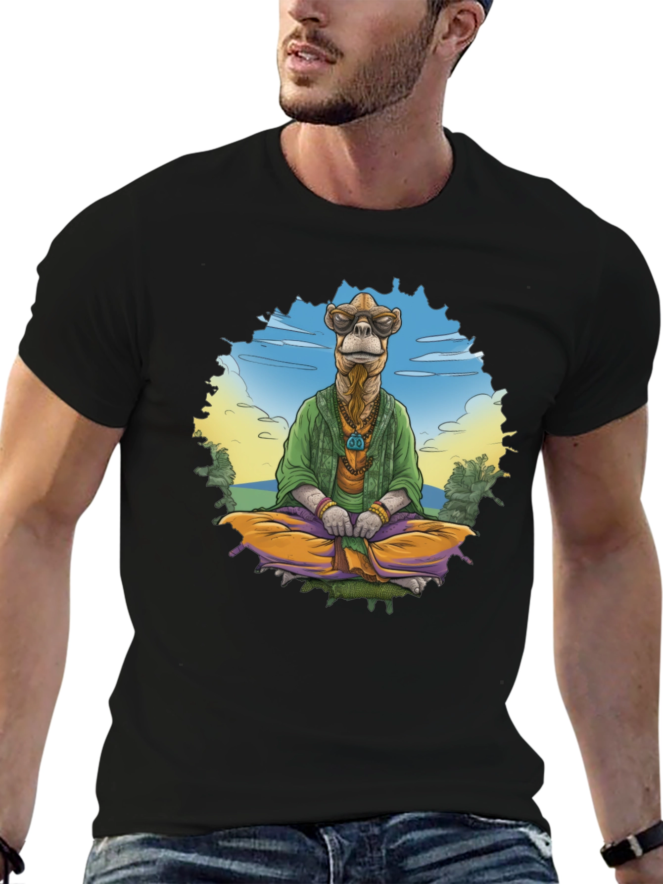 Zen Camel T-Shirt - Meditating Desert Vibes