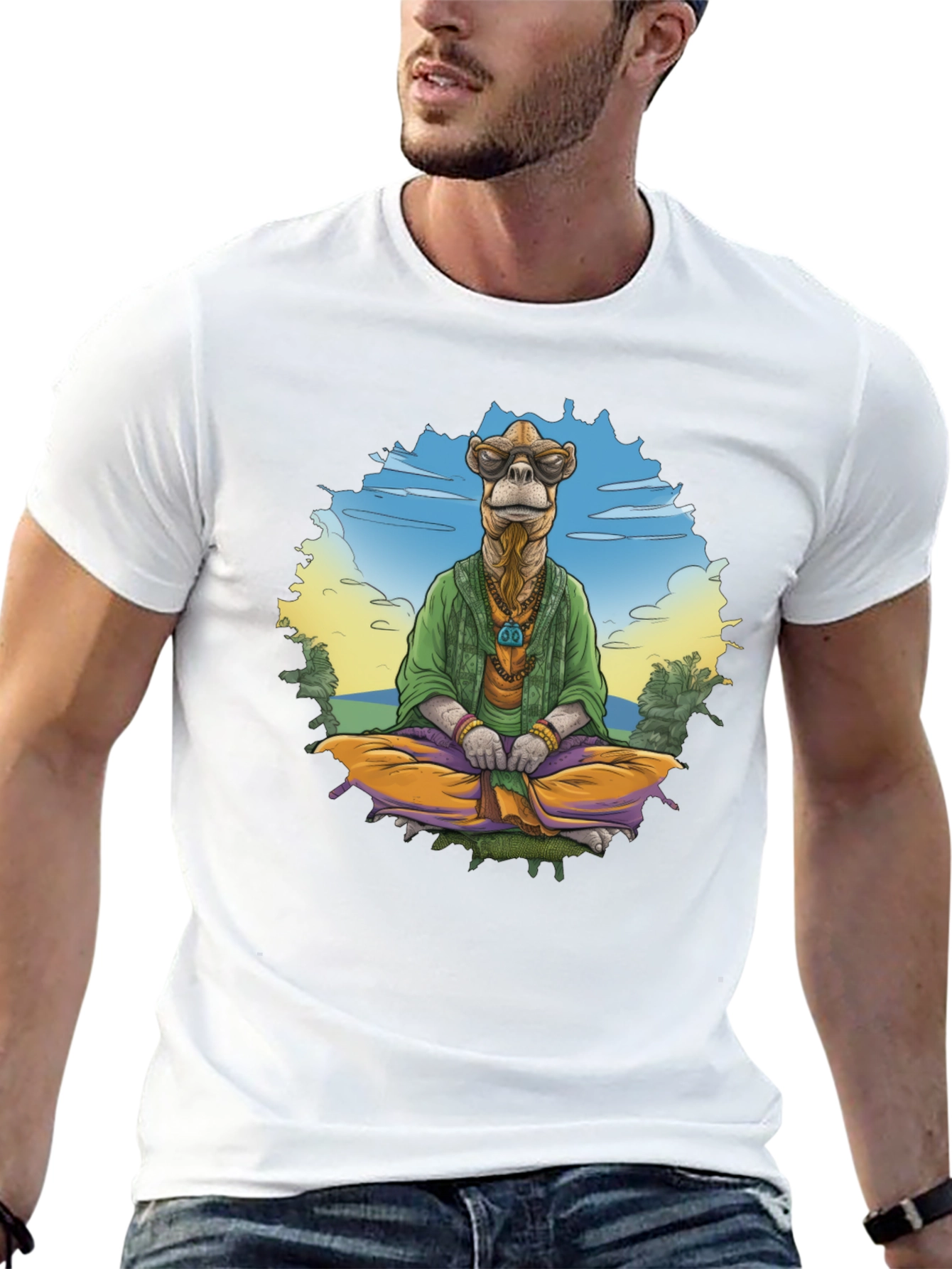 Zen Camel T-Shirt - Meditating Desert Vibes