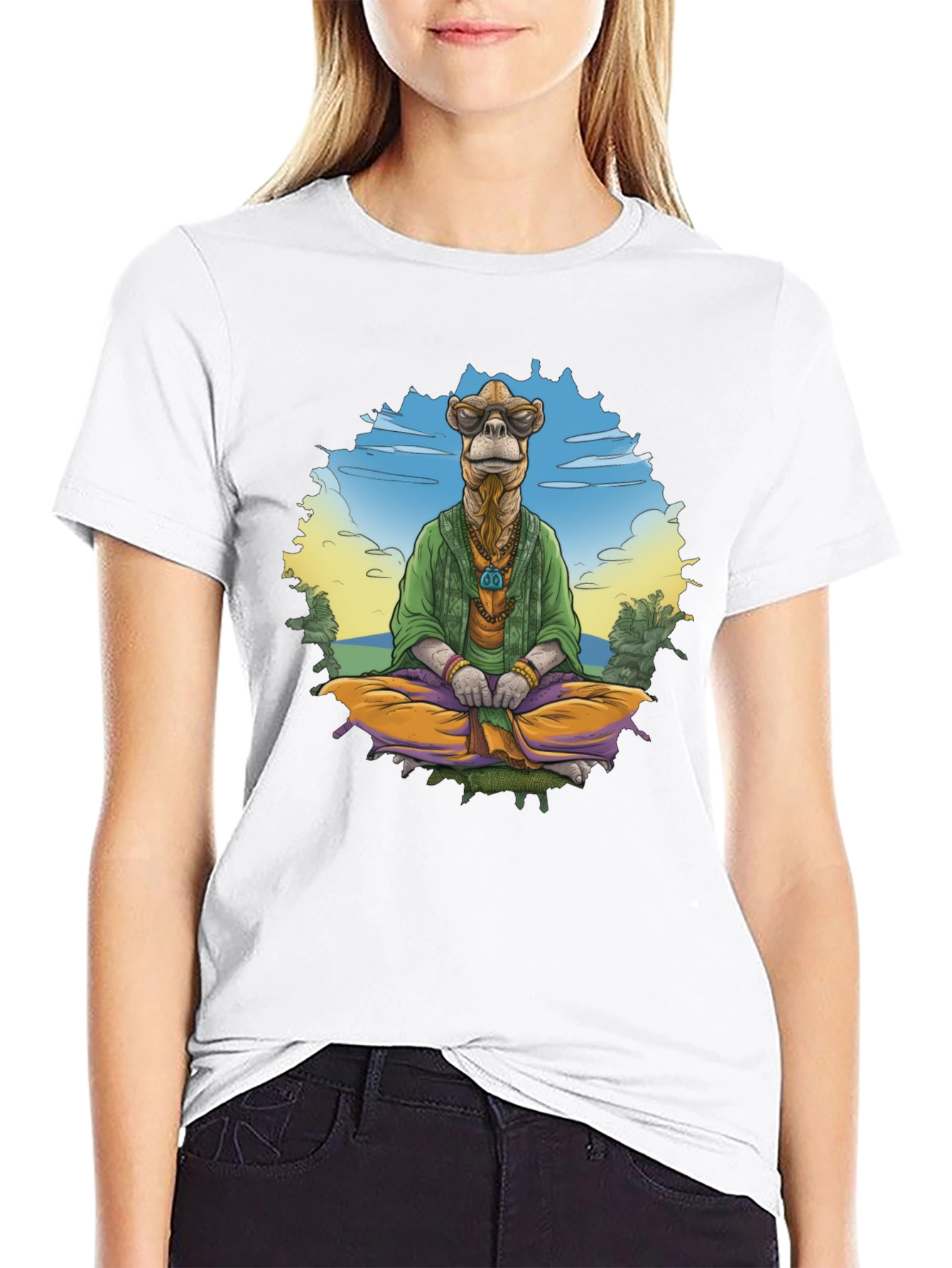 Zen Camel T-Shirt - Meditating Desert Vibes