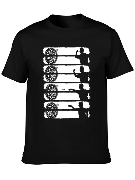 Darts Player Black T-Shirt Dartboard Silhouette Tee