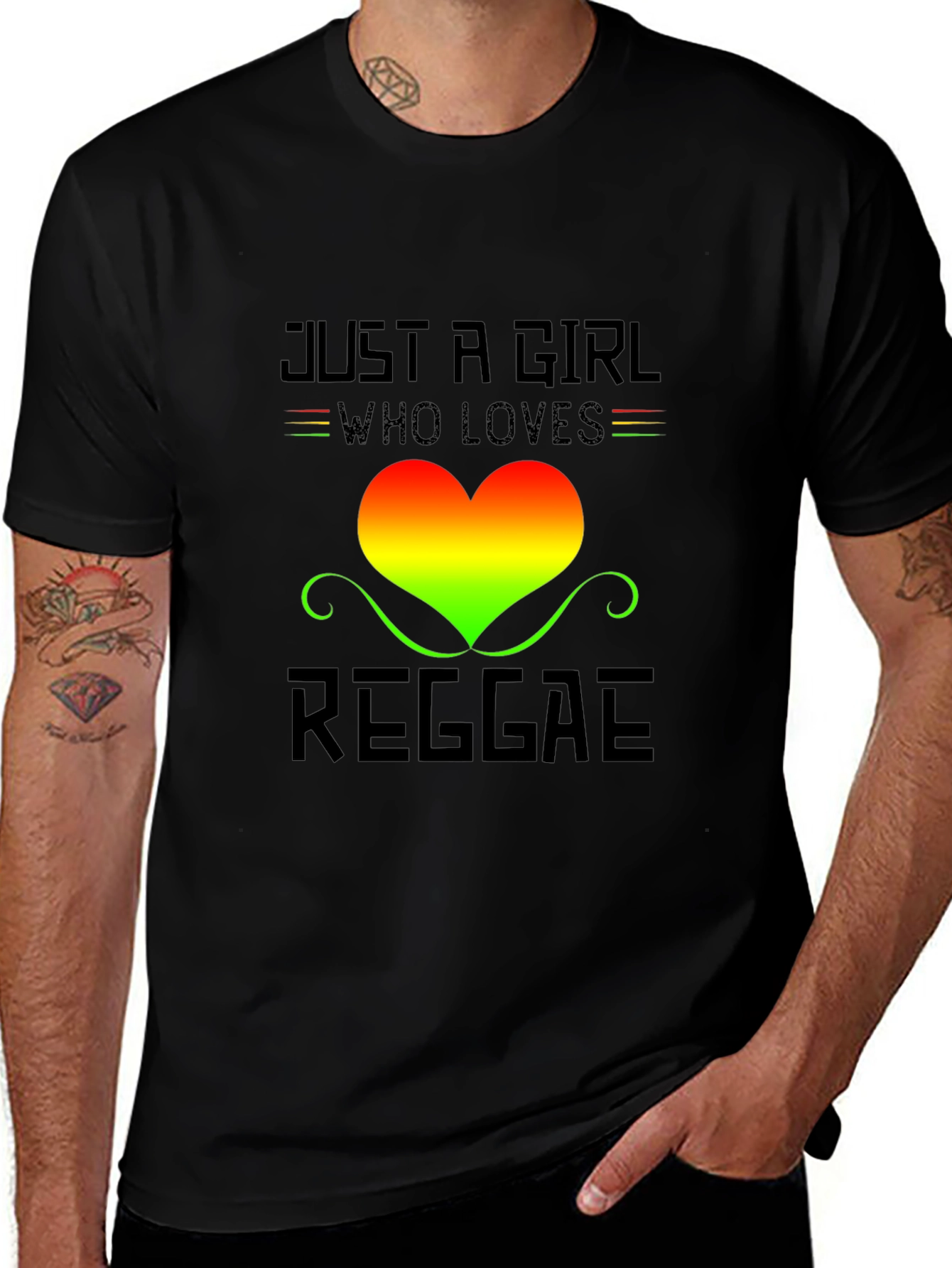 Reggae Girl T-Shirt - Rasta Heart Design