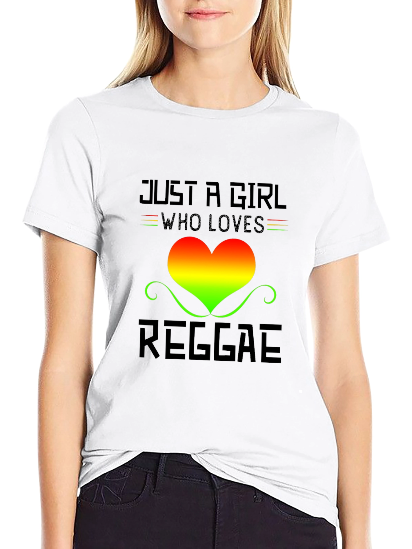 Reggae Girl T-Shirt - Rasta Heart Design