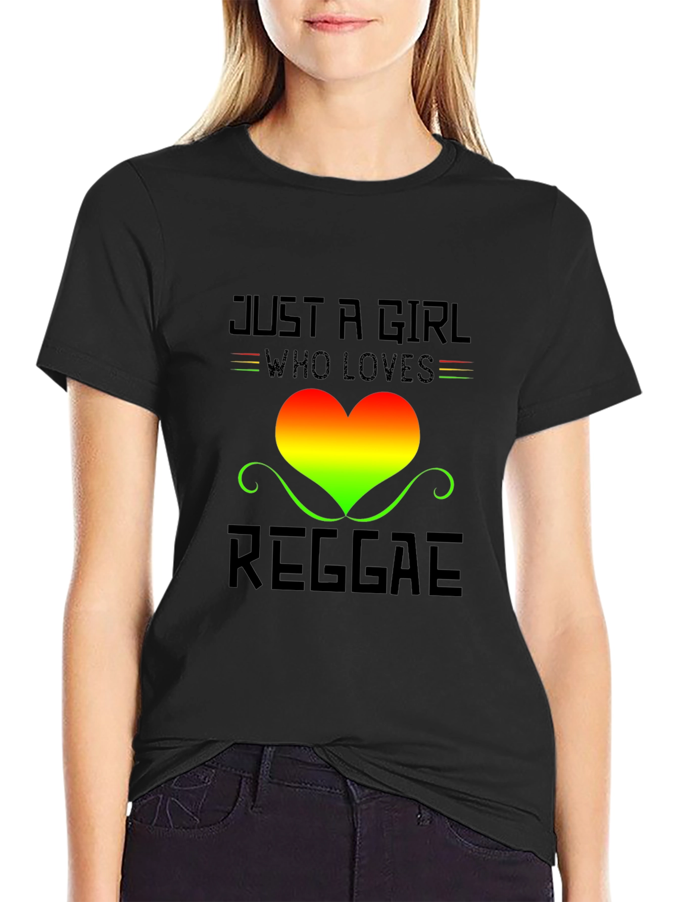 Reggae Girl T-Shirt - Rasta Heart Design