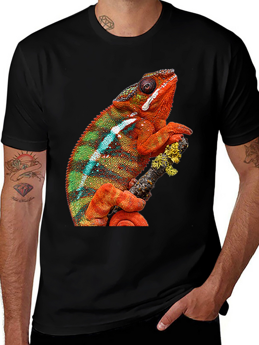 Chameleon Graphic Print Crew Neck T-Shirt