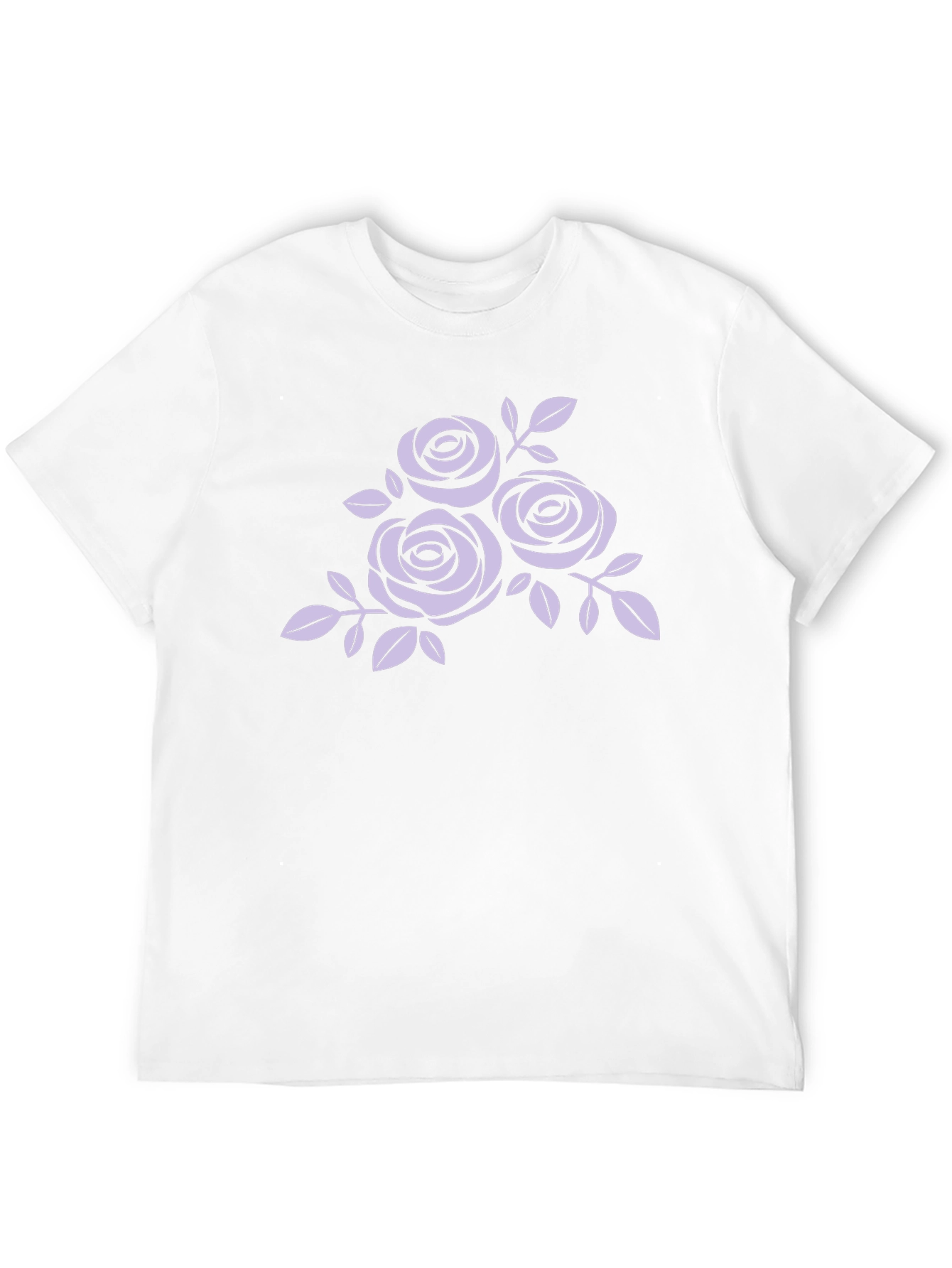 Black T-Shirt with Floral Rose Design