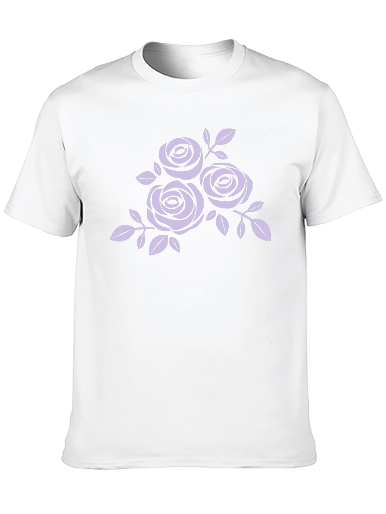 Black T-Shirt with Floral Rose Design