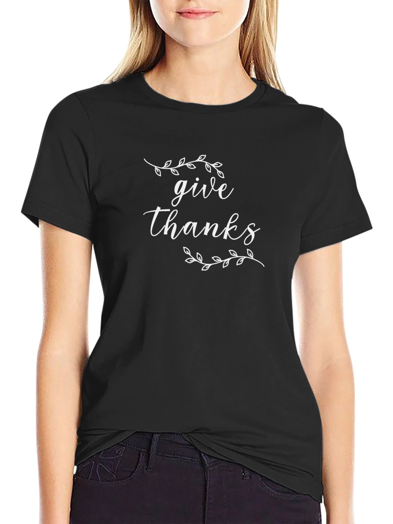 Give Thanks Graphic T-Shirt - Black Thanksgiving Tee