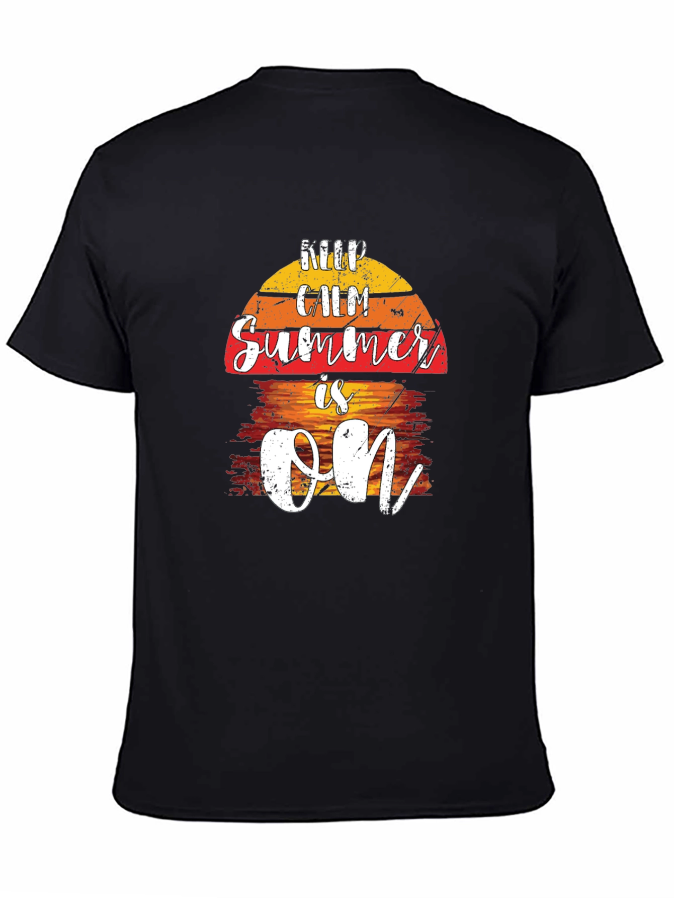 Keep Calm Summer Is On Black T-Shirt
