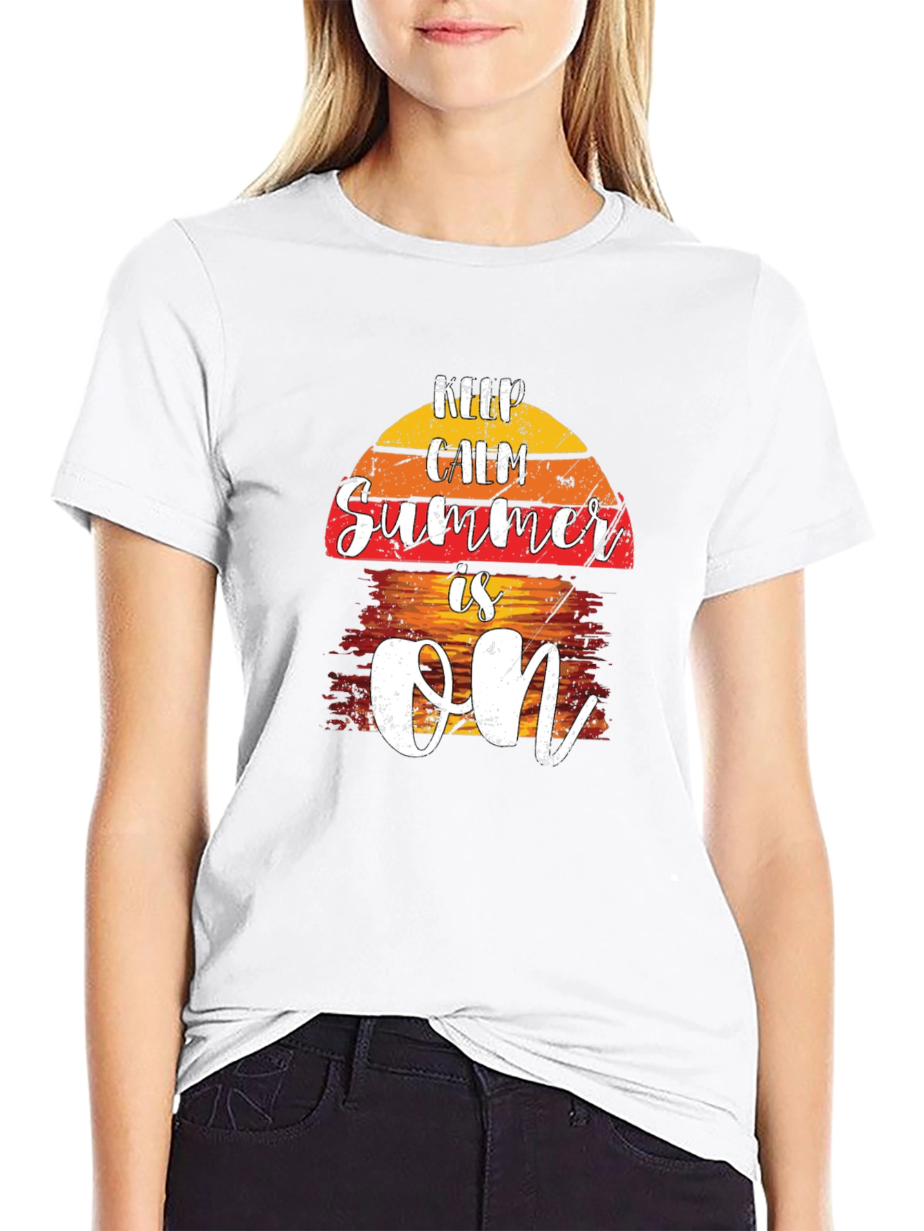 Keep Calm Summer Is On Black T-Shirt