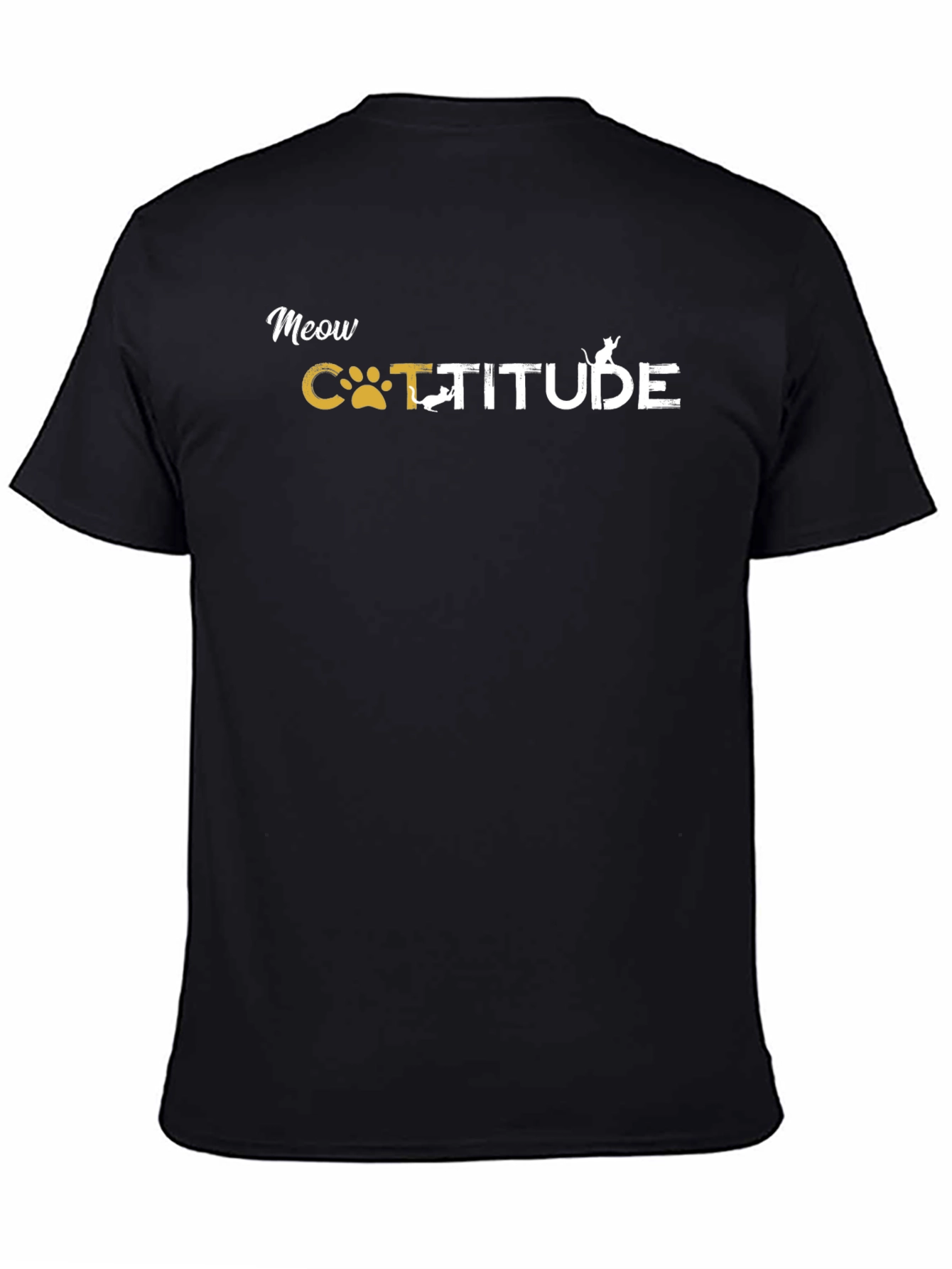 Meow Catitude Graphic T-Shirt - Black