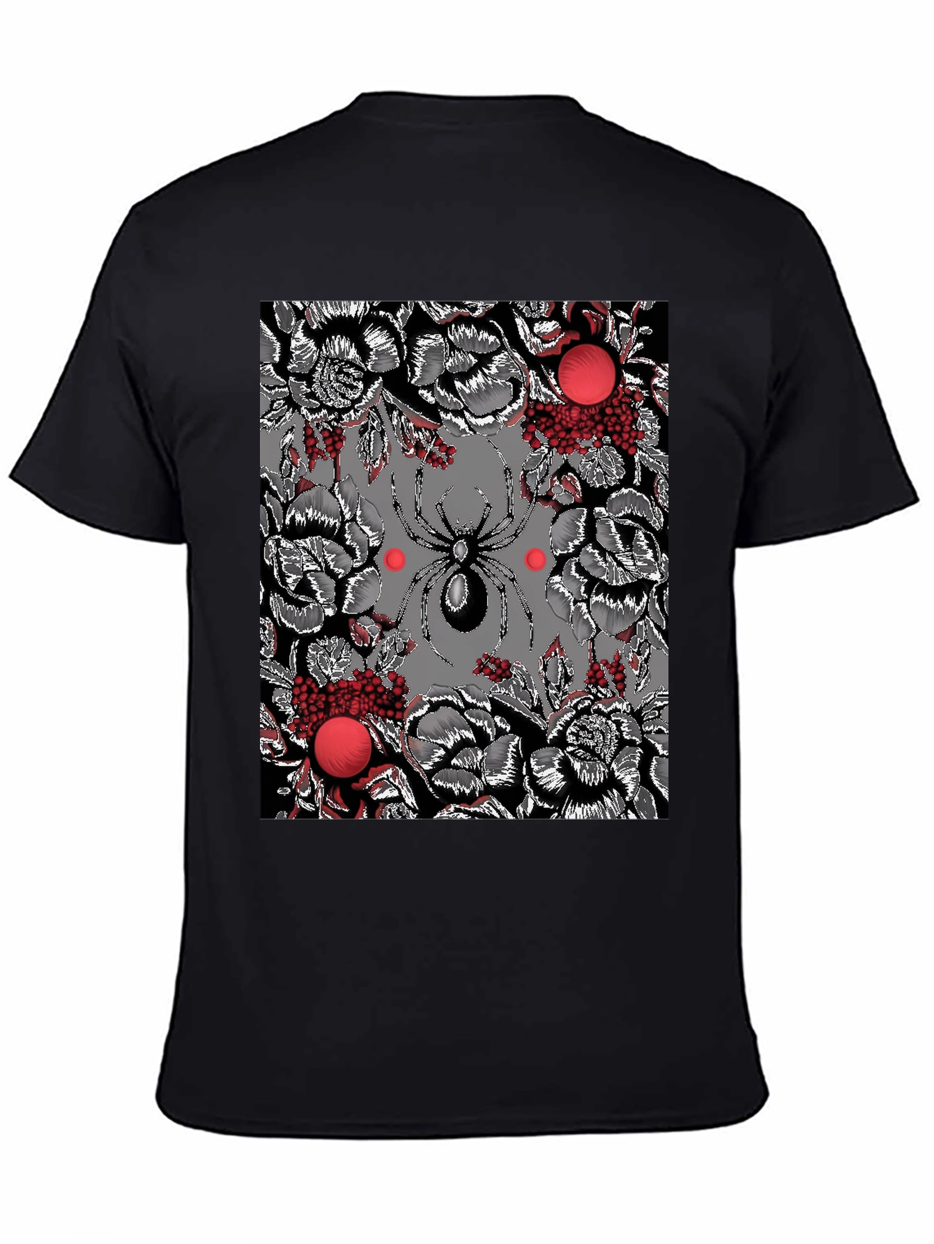 Floral Spider Graphic Black T-Shirt
