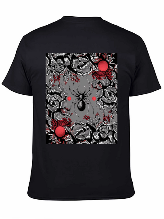 Floral Spider Graphic Black T-Shirt