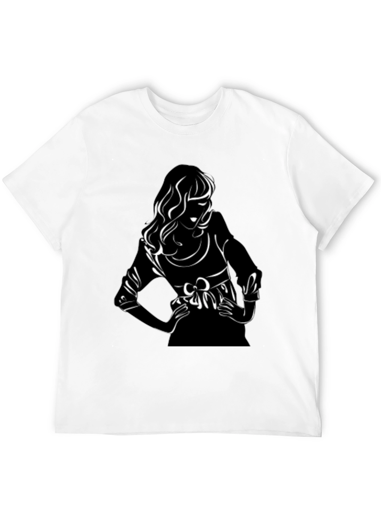 Black T-Shirt with Chic Woman Graphic