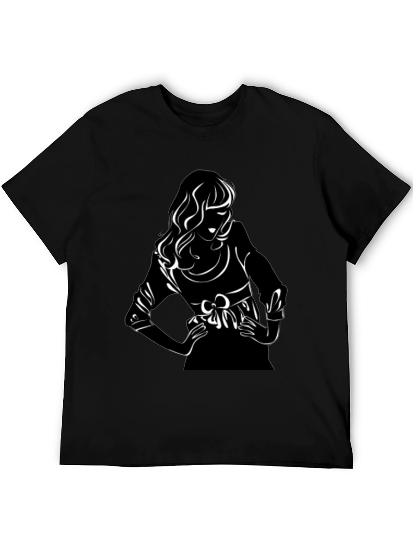 Black T-Shirt with Chic Woman Graphic
