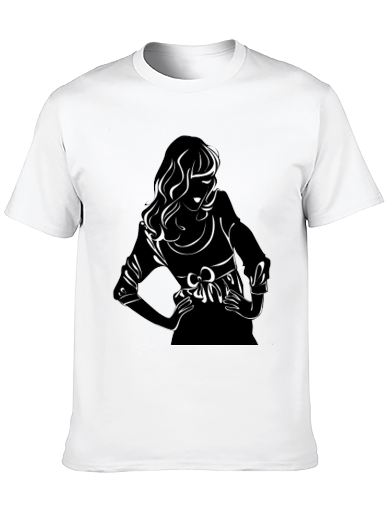 Black T-Shirt with Chic Woman Graphic