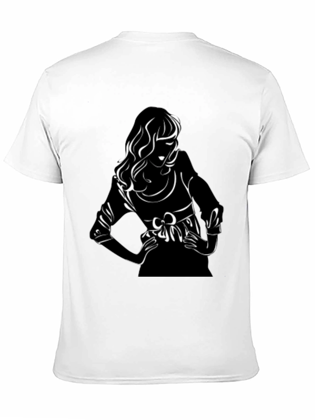 Black T-Shirt with Chic Woman Graphic