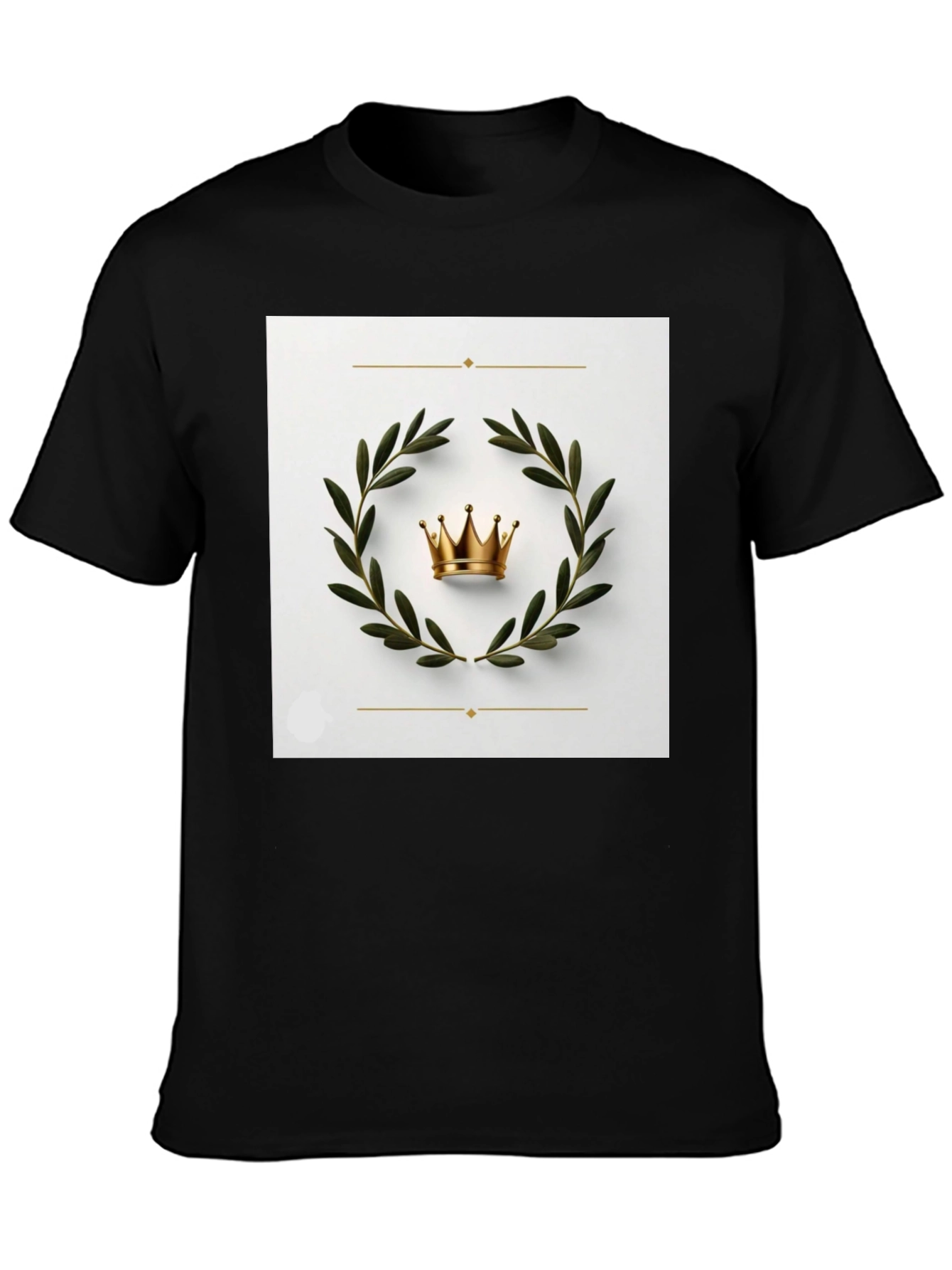 Crown Laurel Wreath Graphic Black T-Shirt