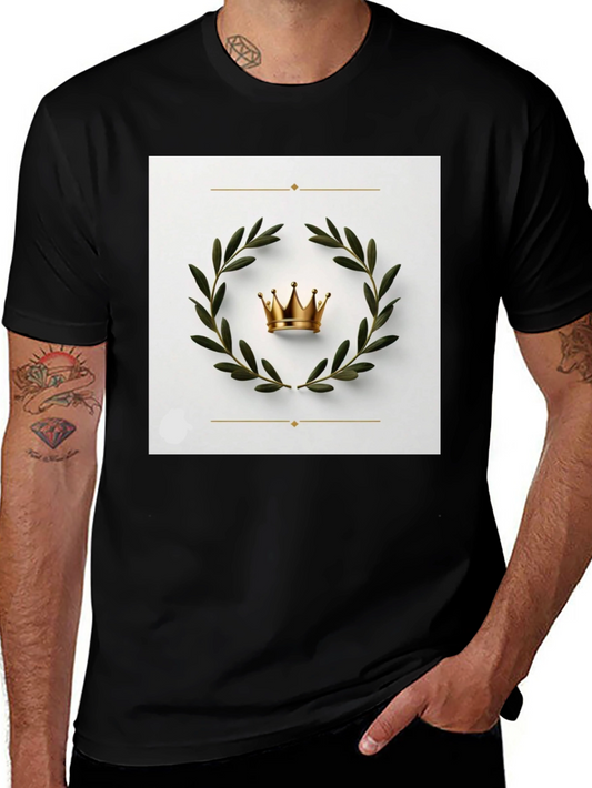 Crown Laurel Wreath Graphic Black T-Shirt