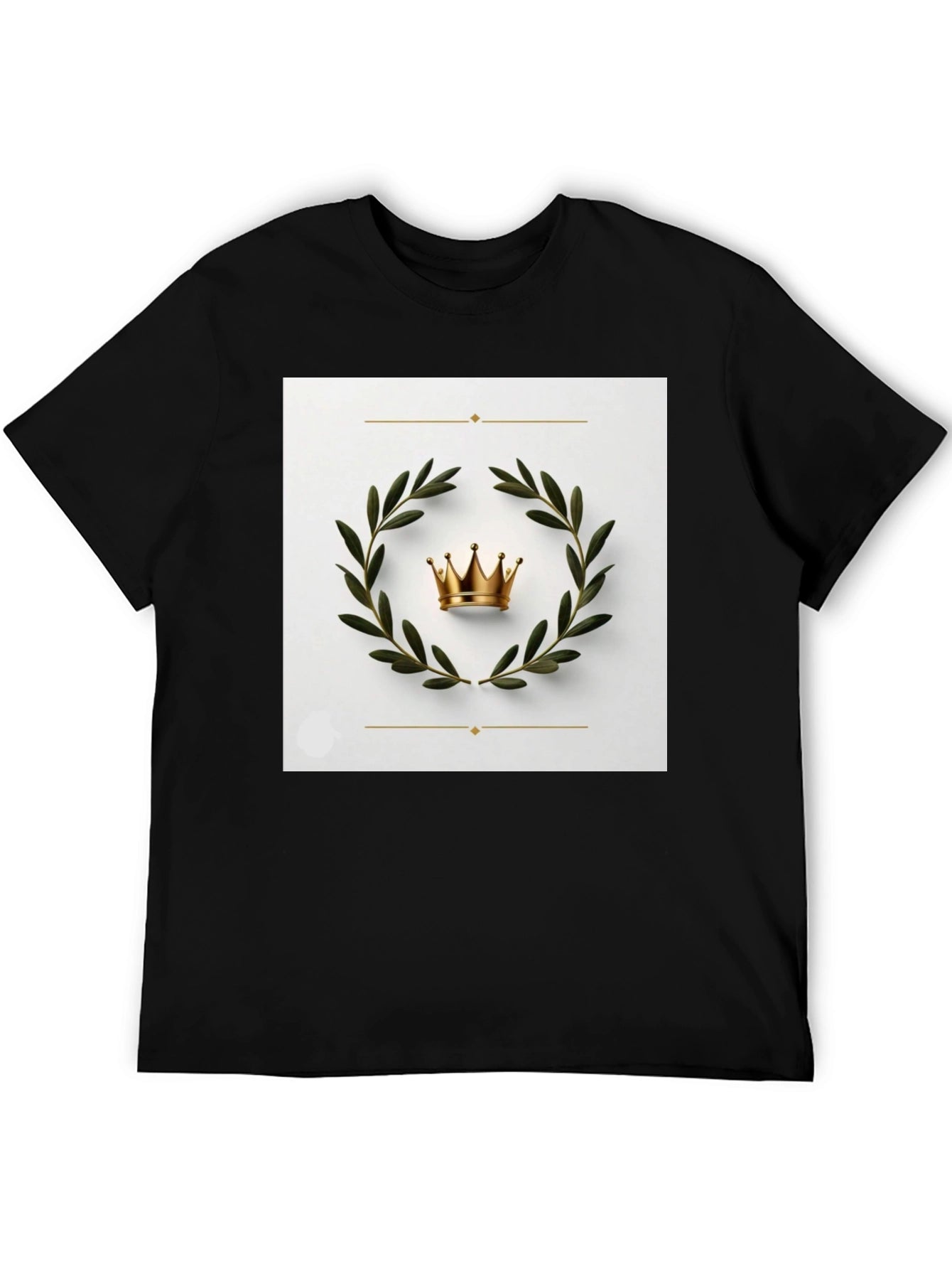 Crown Laurel Wreath Graphic Black T-Shirt