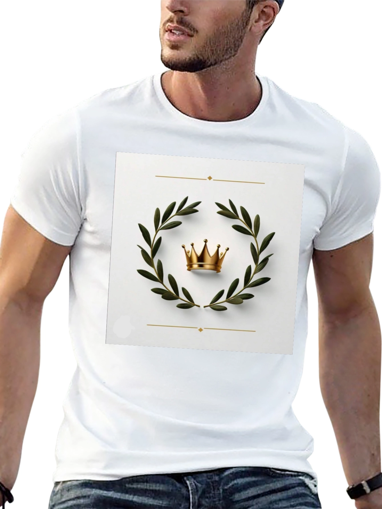 Crown Laurel Wreath Graphic Black T-Shirt
