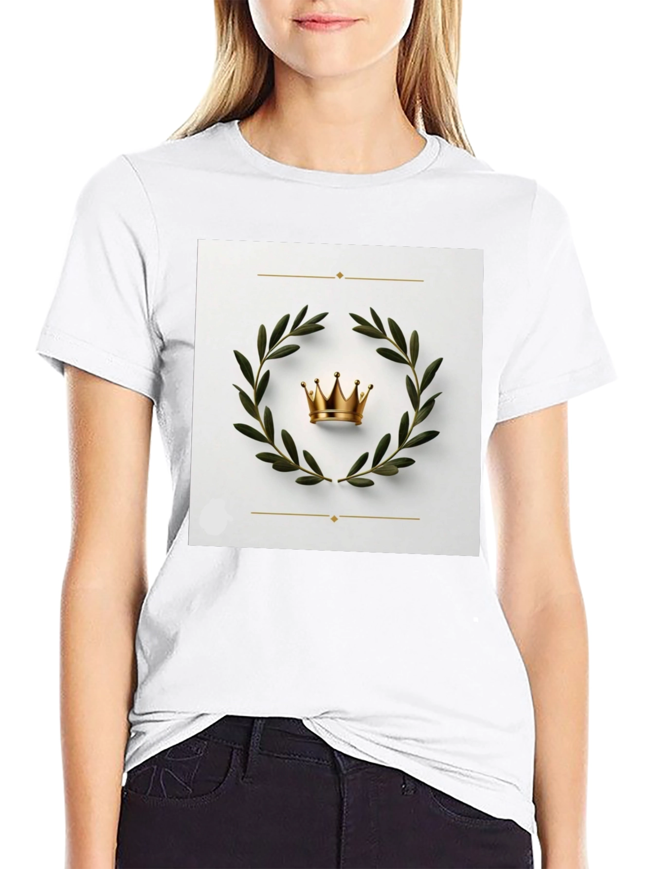 Crown Laurel Wreath Graphic Black T-Shirt