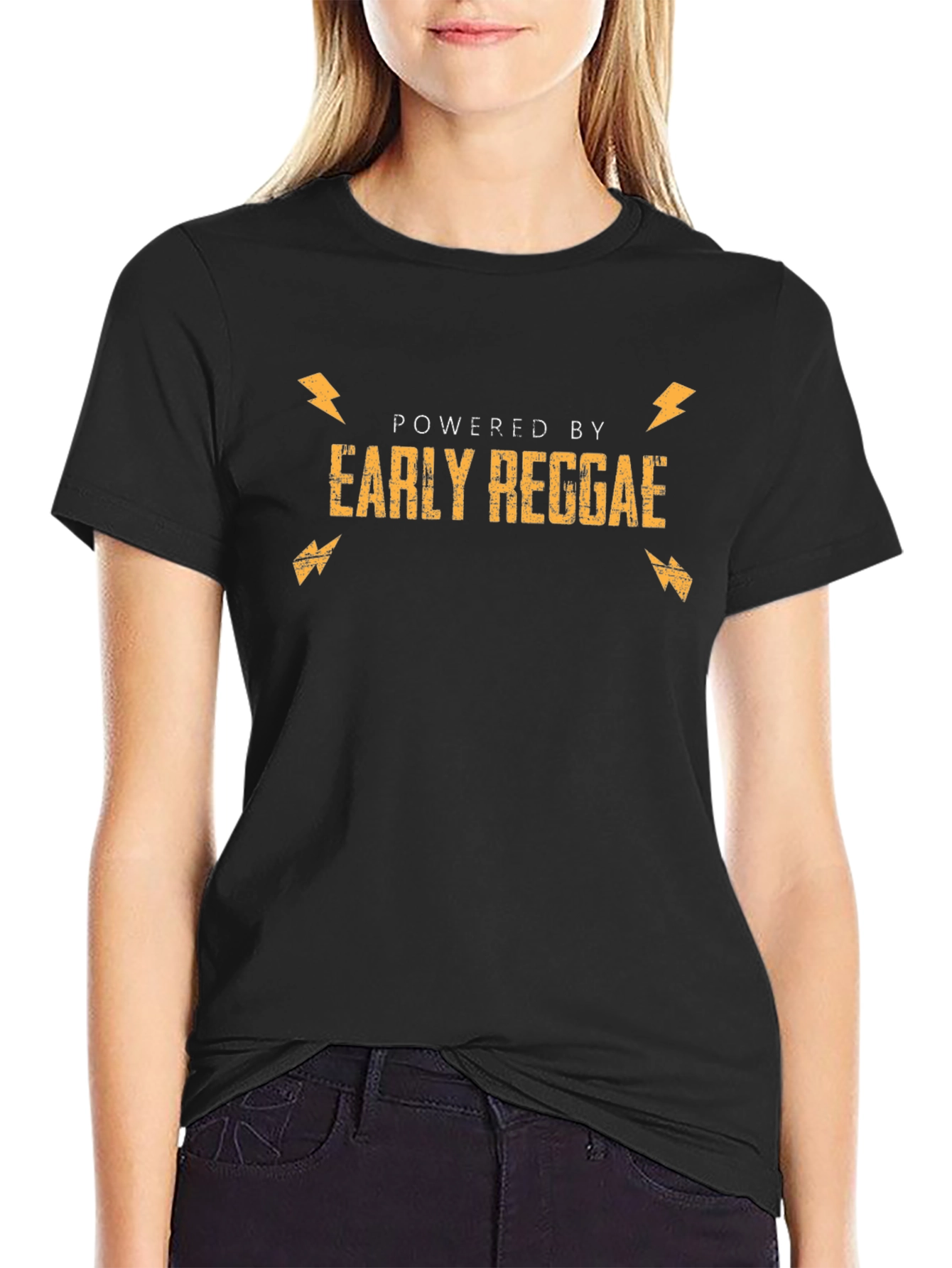 Powered By Early Reggae Black Graphic Tee