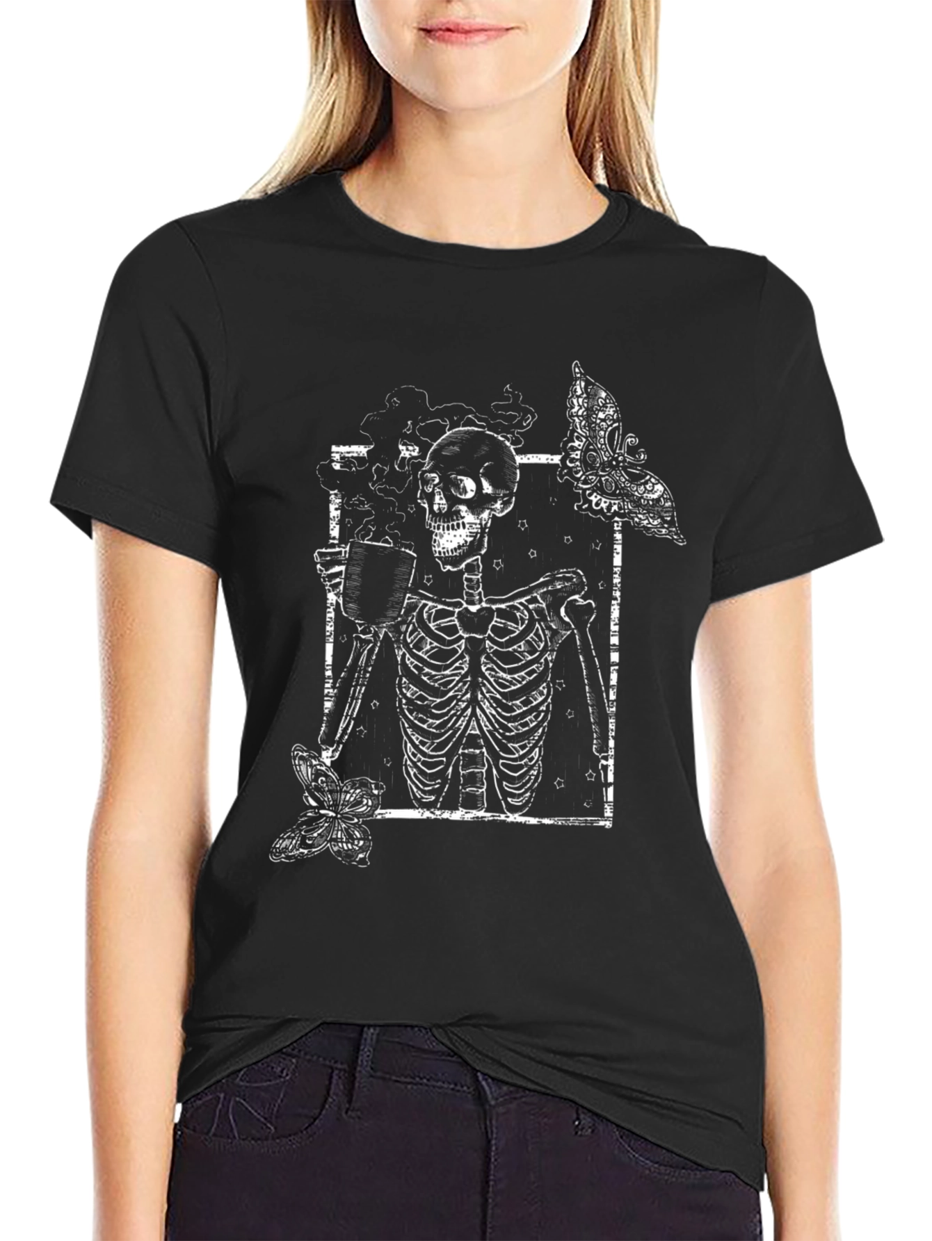 Skeleton Coffee T-Shirt - Gothic Style Graphic Tee