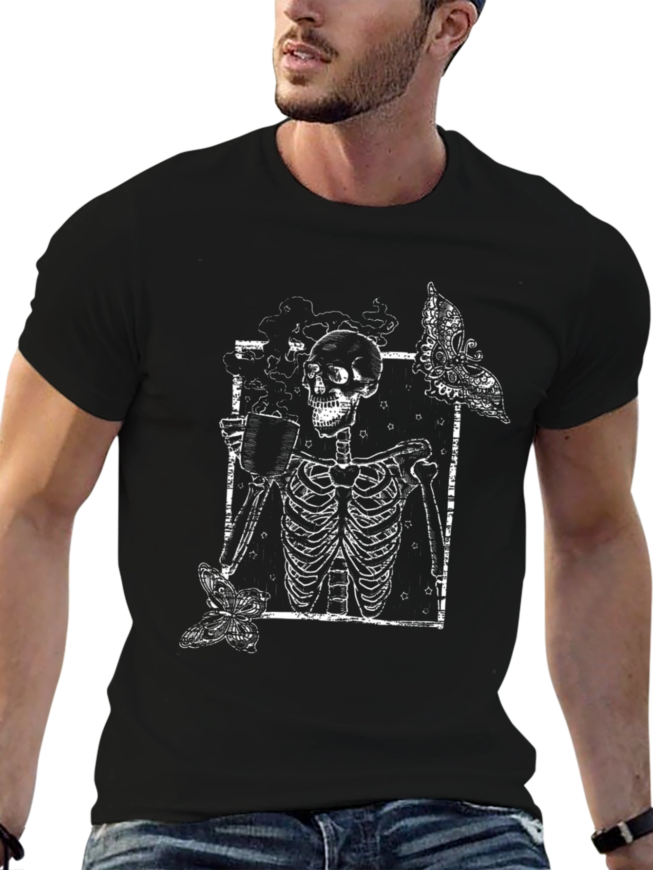 Skeleton Coffee T-Shirt - Gothic Style Graphic Tee