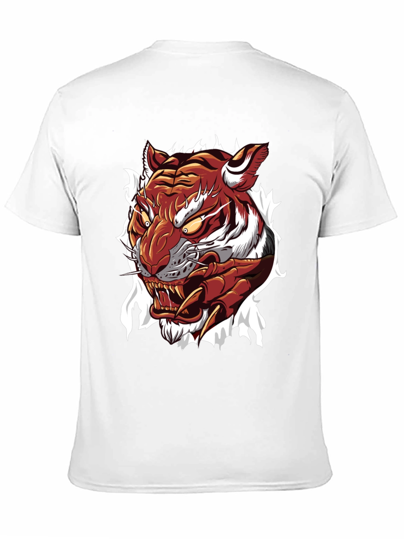 Mens Tiger Graphic Print Crew Neck T-Shirt