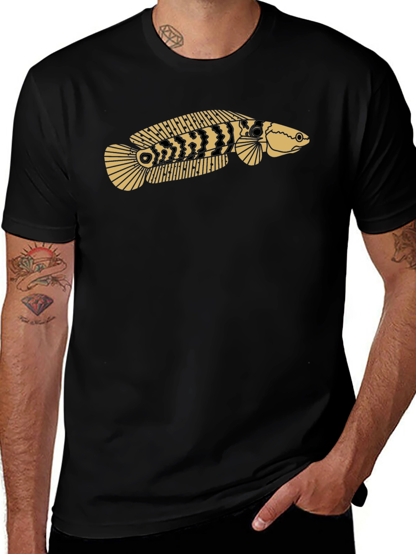 Snakehead Fish Graphic Tee - Black T-Shirt