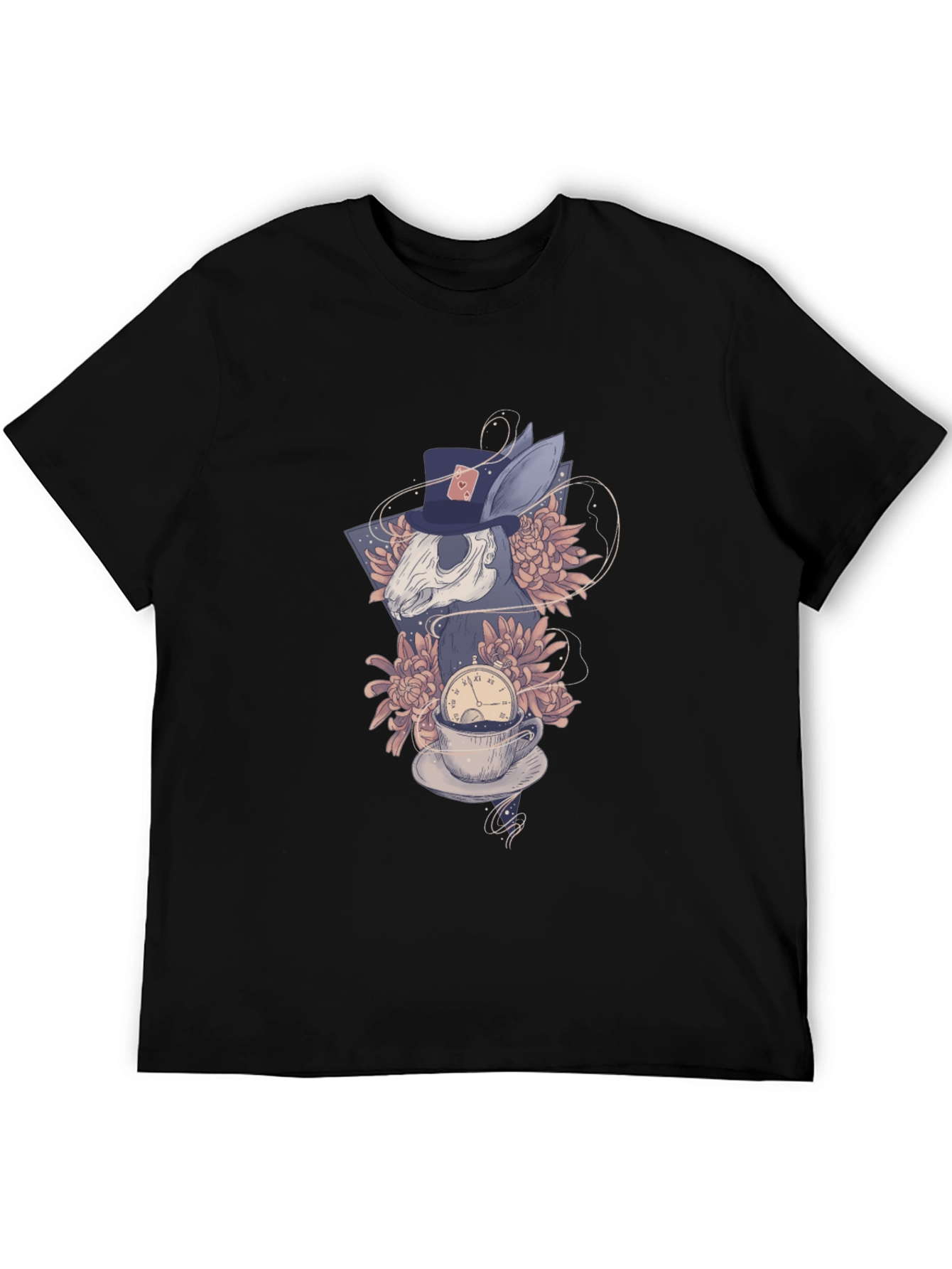 Alice in Wonderland Rabbit Skull Graphic Tee
