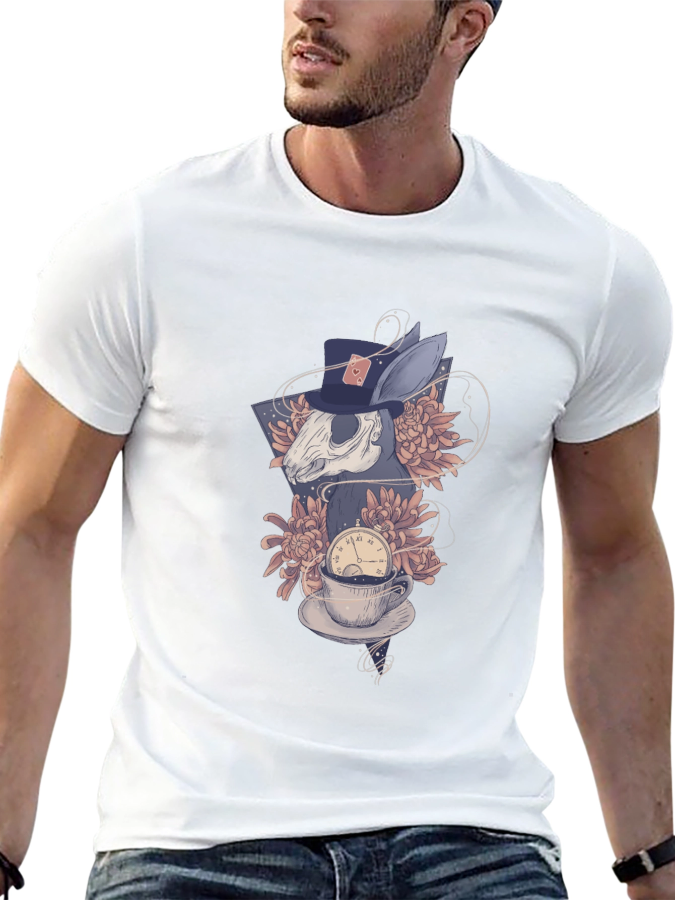 Alice in Wonderland Rabbit Skull Graphic Tee