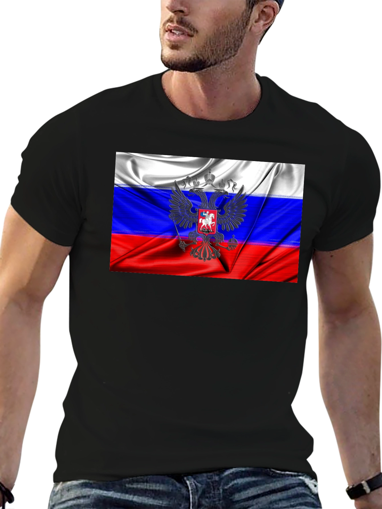 Russian Flag Eagle Graphic T-Shirt