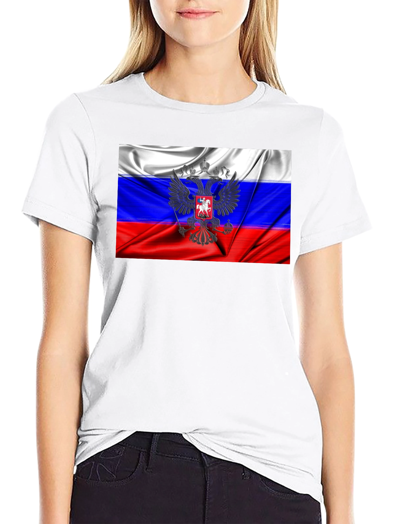 Russian Flag Eagle Graphic T-Shirt