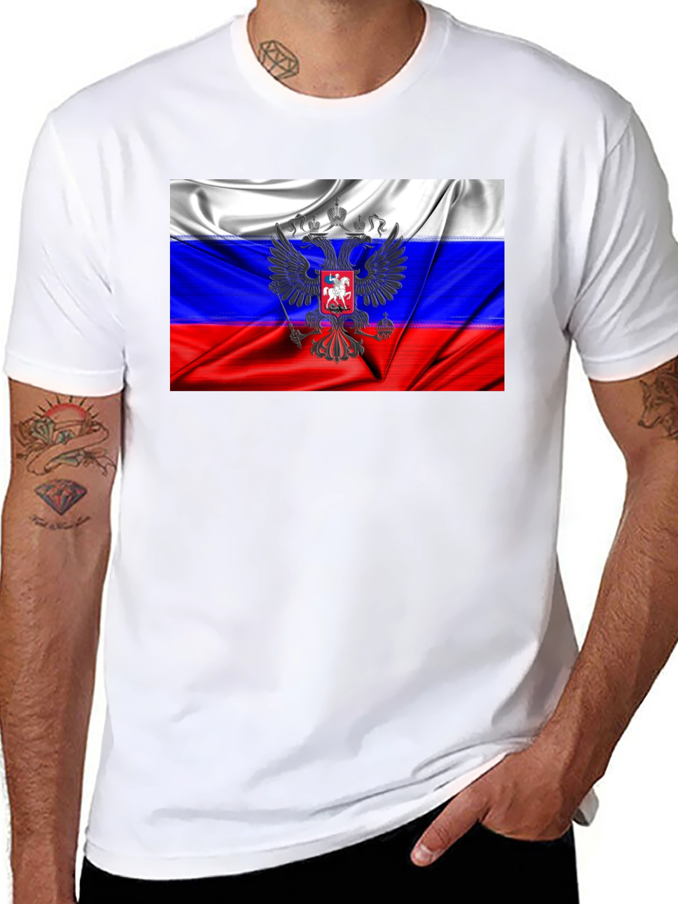 Russian Flag Eagle Graphic T-Shirt