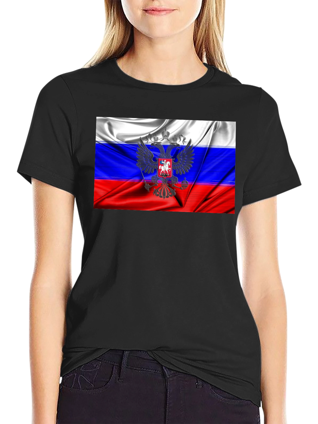 Russian Flag Eagle Graphic T-Shirt
