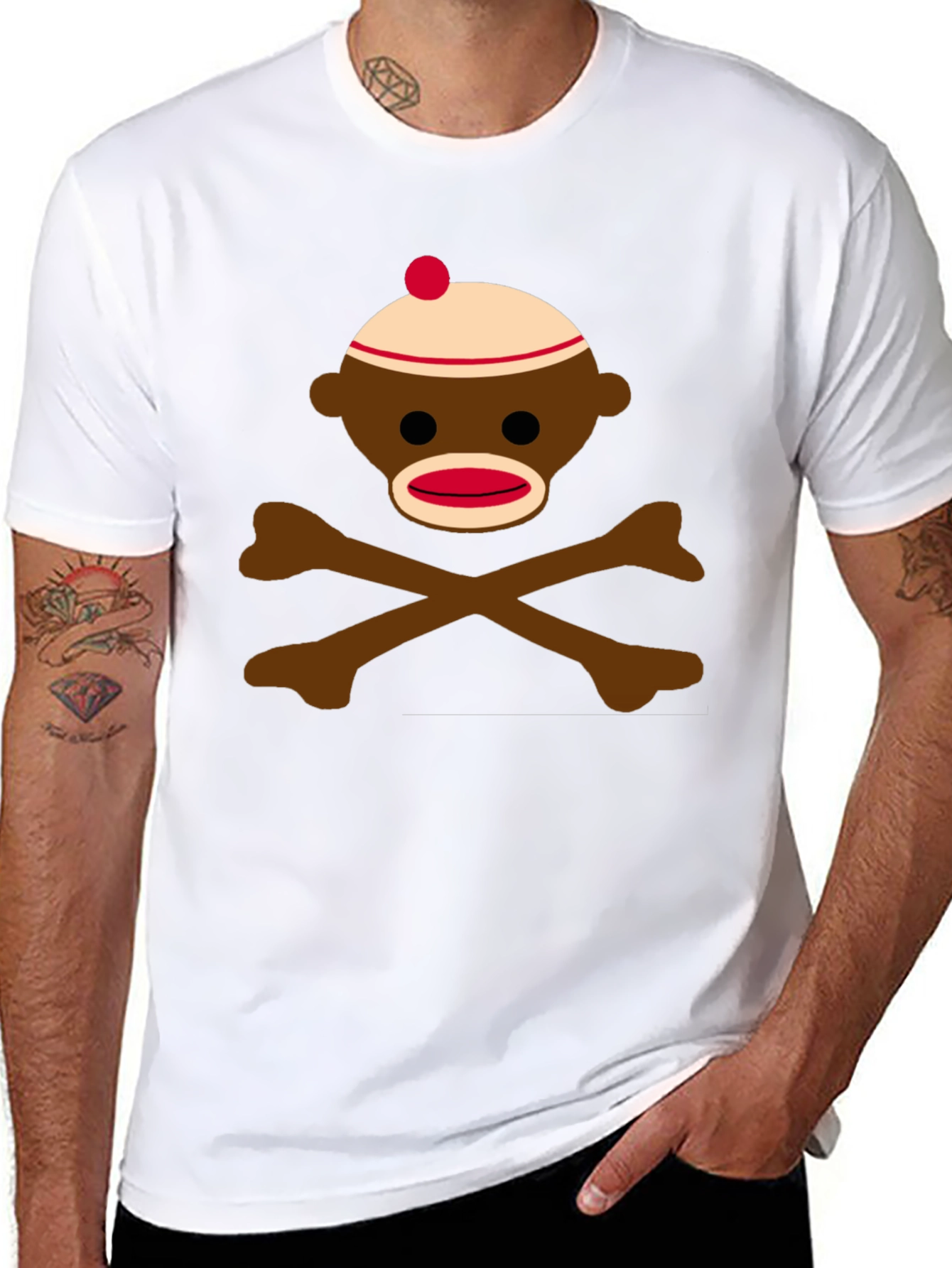 Sock Monkey Skull & Crossbones Graphic Tee