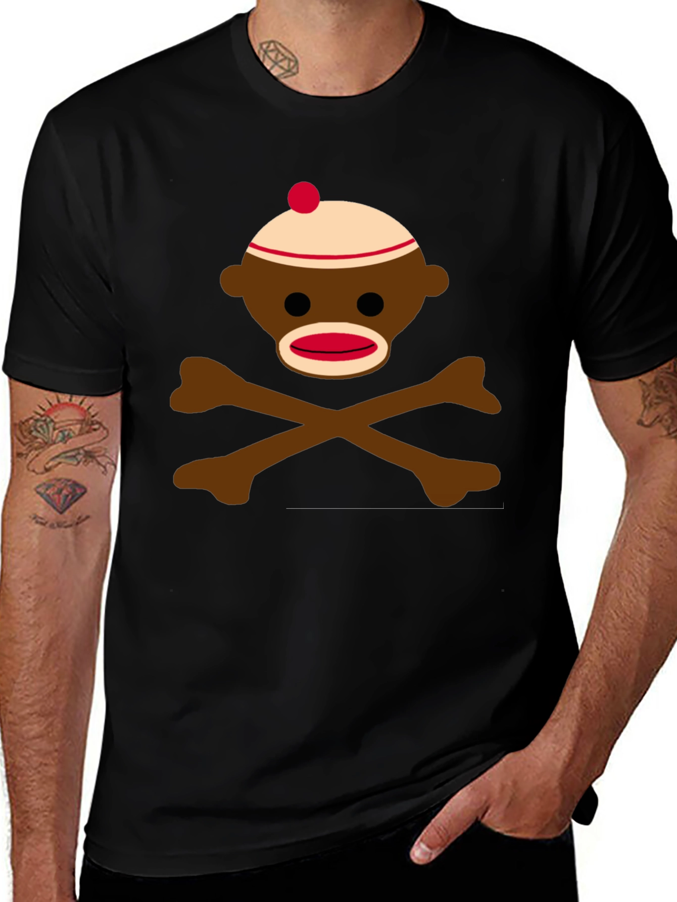 Sock Monkey Skull & Crossbones Graphic Tee
