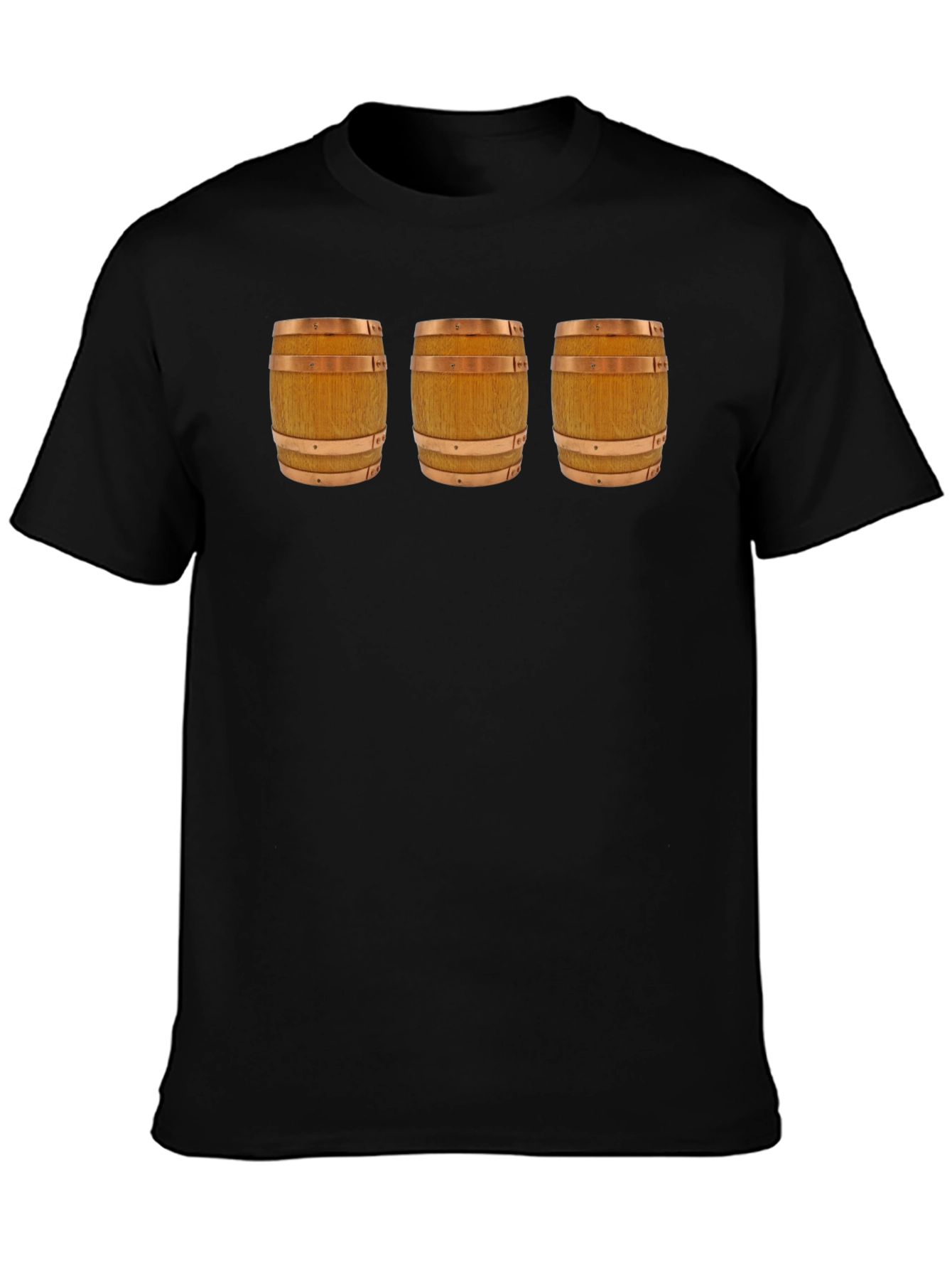 Mens Black T-Shirt with Barrel Design