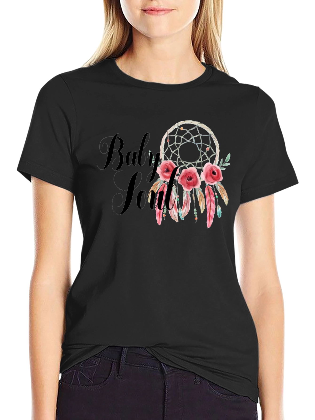 Dream Catcher Roses Black T-Shirt