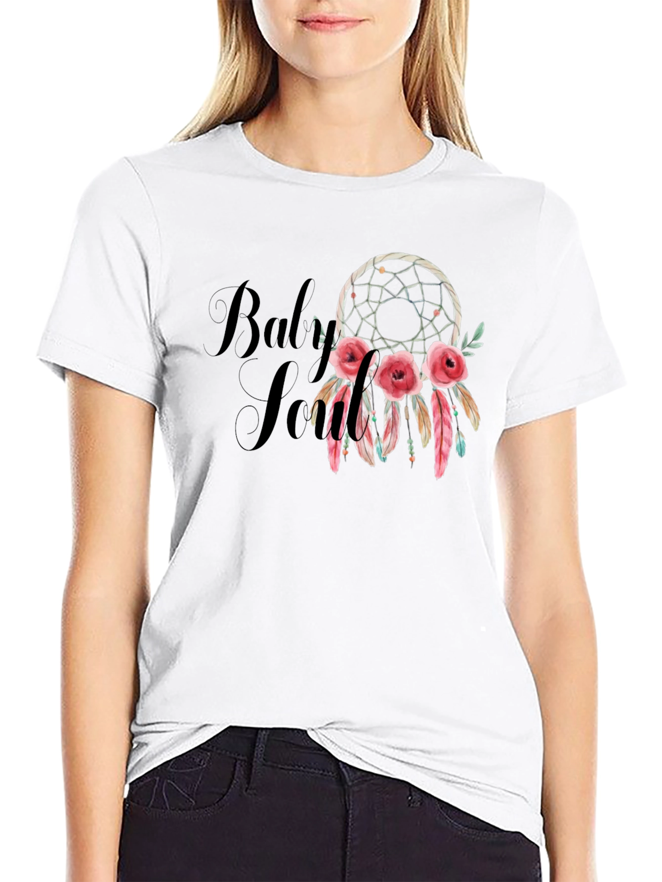 Dream Catcher Roses Black T-Shirt