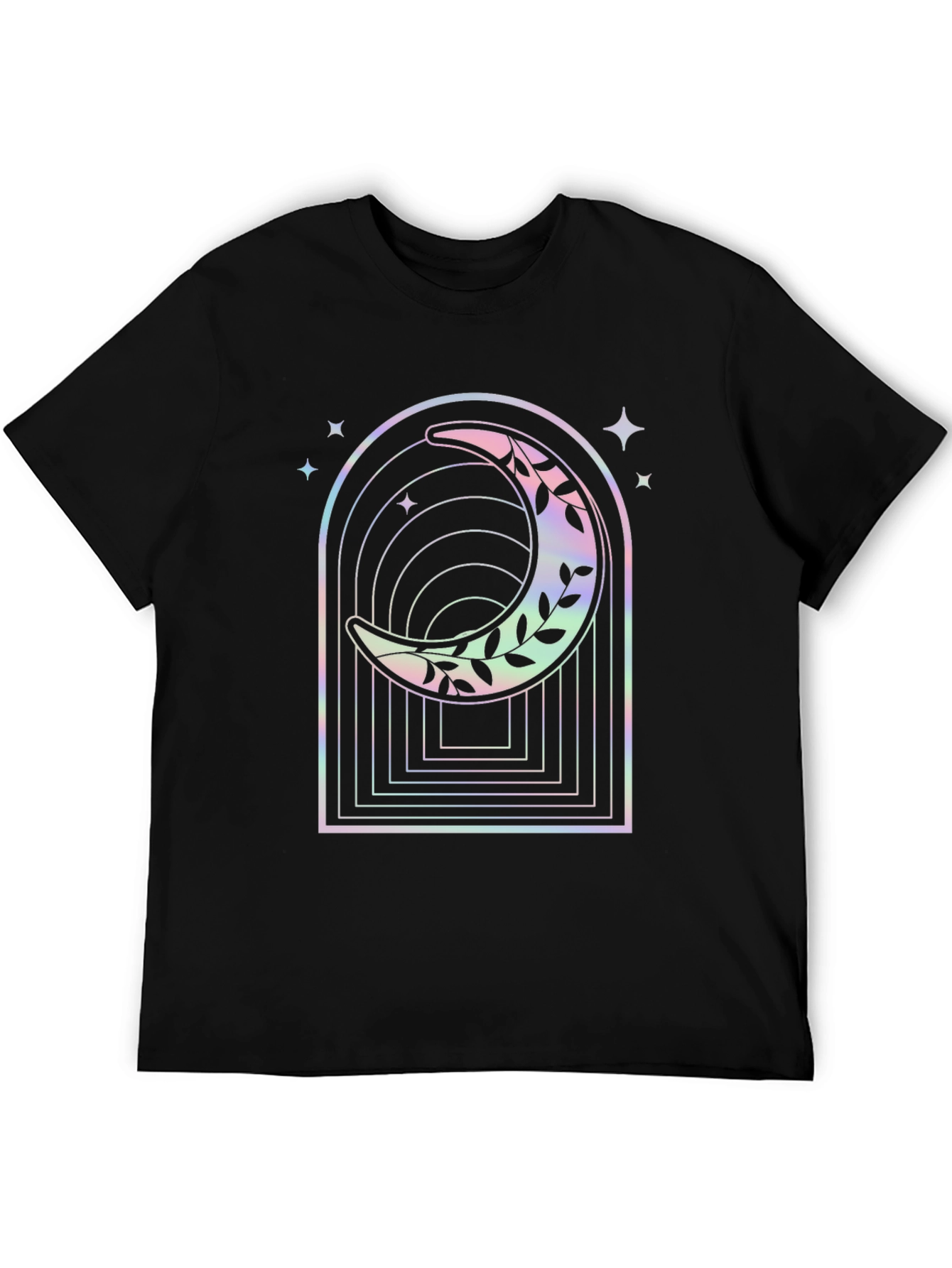 Celestial Moon Graphic Tee - Black Cotton Blend