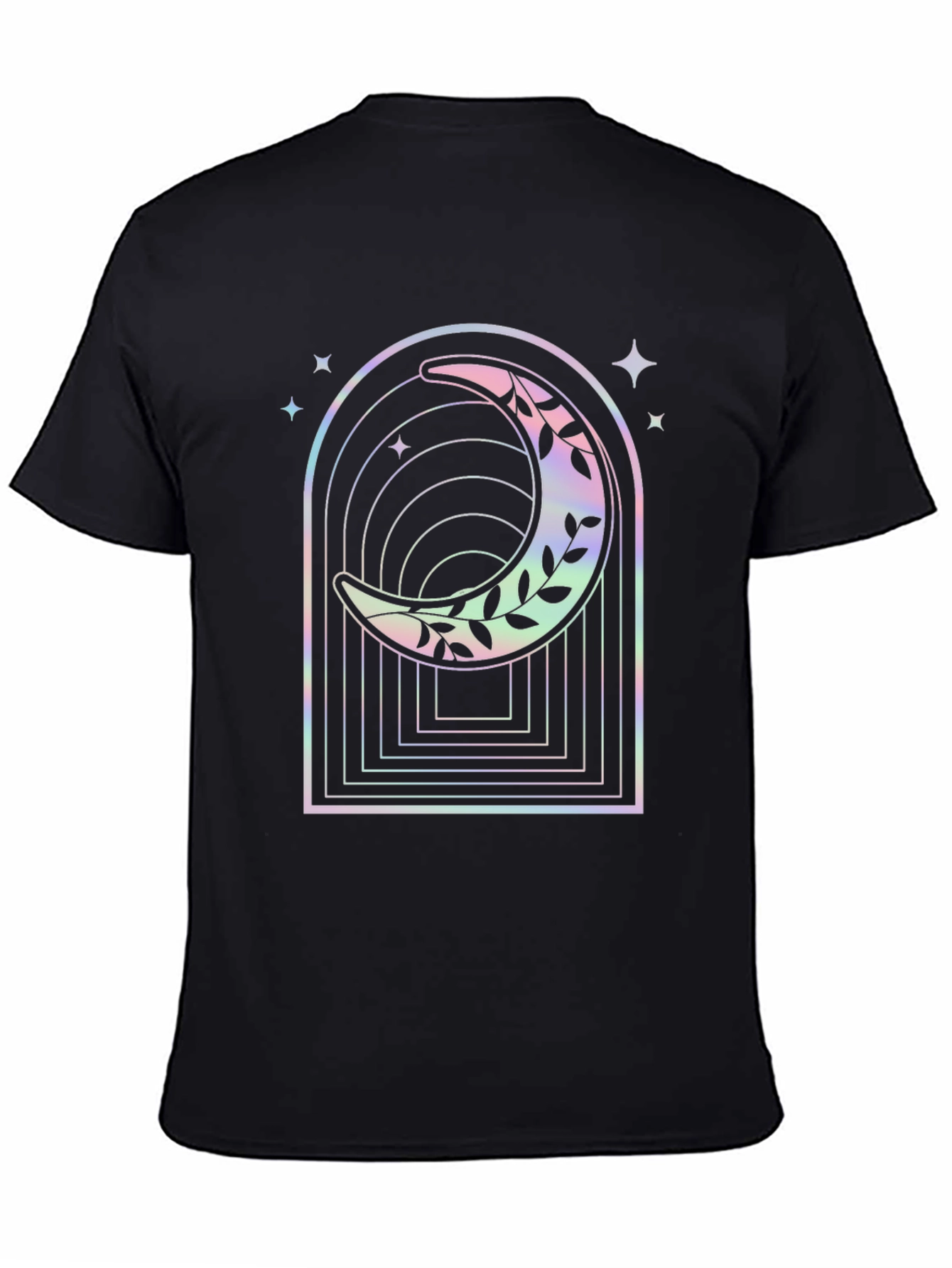 Celestial Moon Graphic Tee - Black Cotton Blend