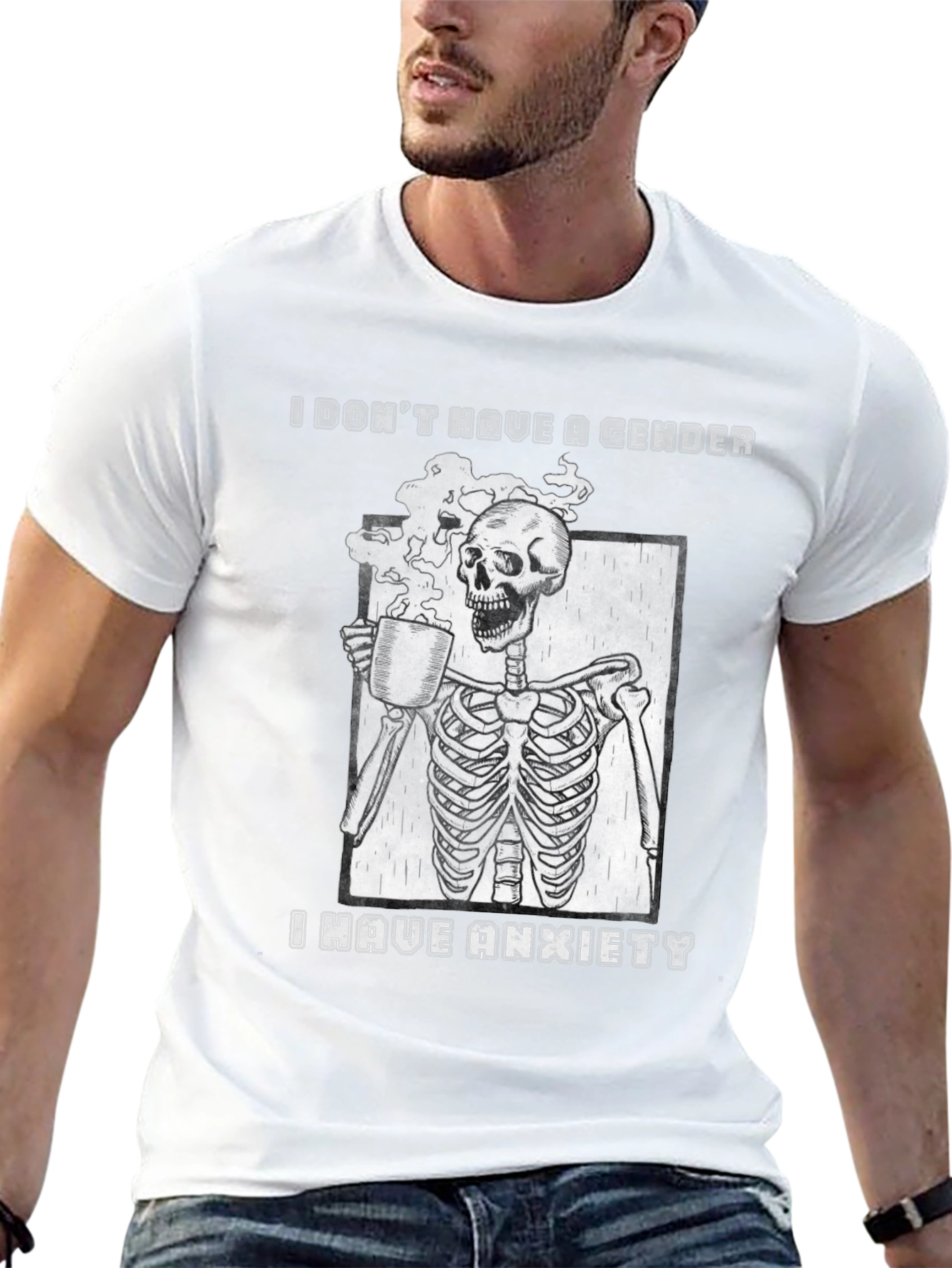 I Dont Have a Gender Anxiety Skeleton Graphic T-Shirt
