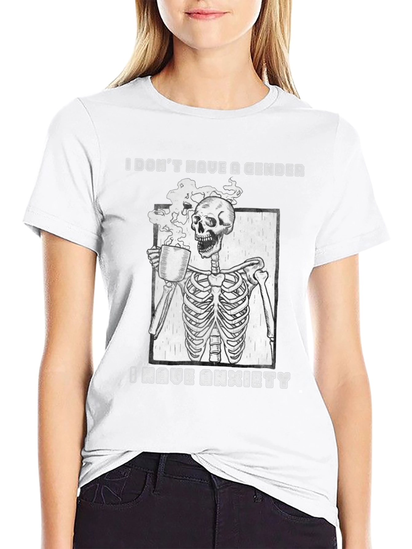 I Dont Have a Gender Anxiety Skeleton Graphic T-Shirt