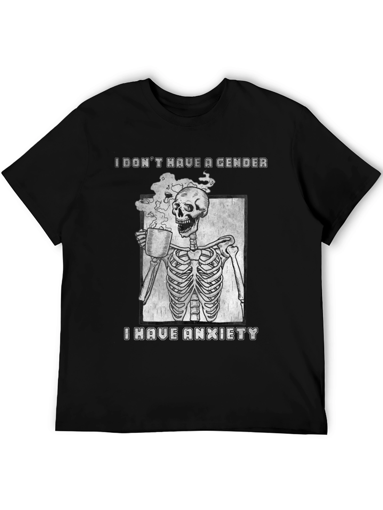 I Dont Have a Gender Anxiety Skeleton Graphic T-Shirt