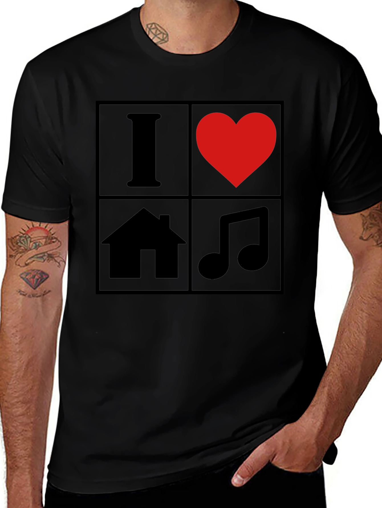 I Love House Music T-Shirt - Black Graphic Tee