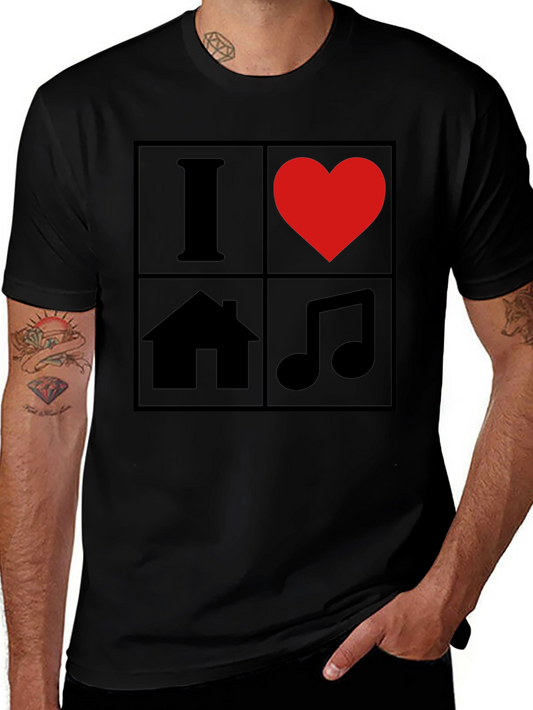 I Love House Music T-Shirt - Black Graphic Tee